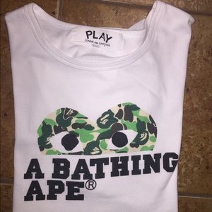 Play x BAPE XL White T-Shirt